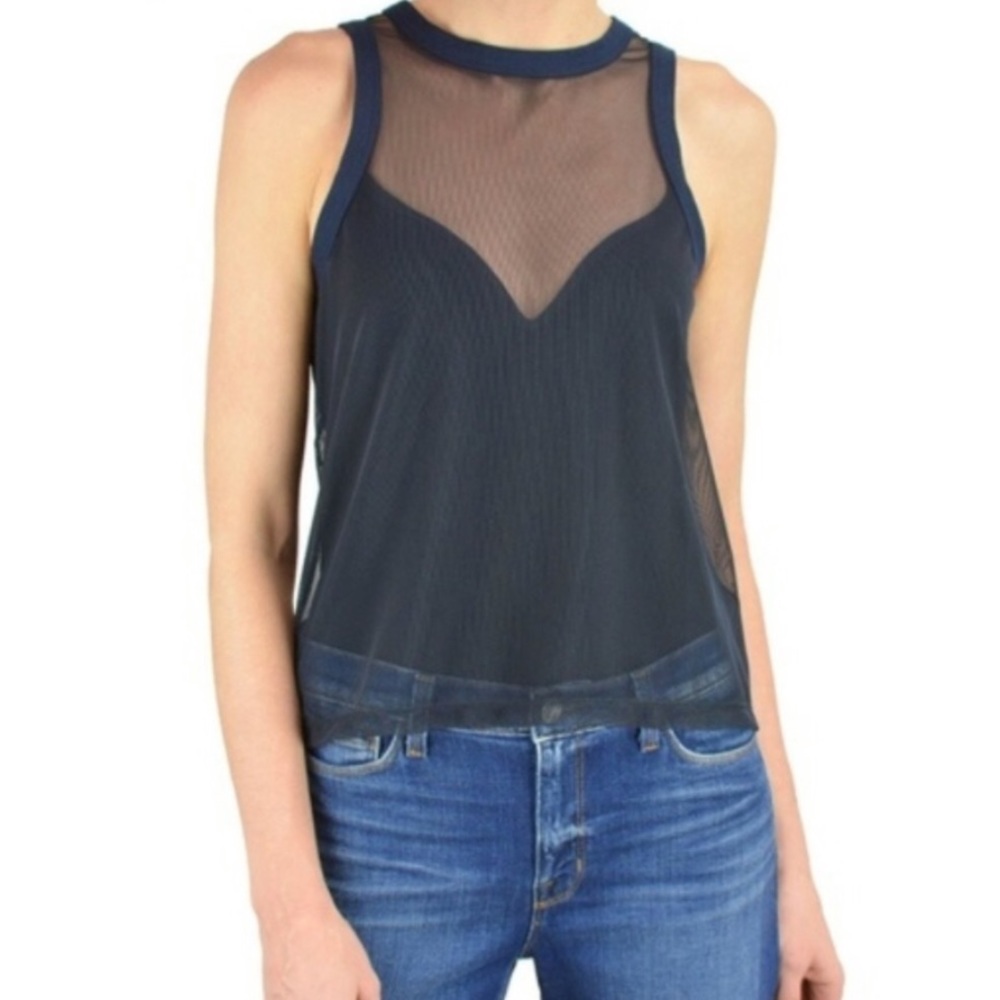 3x1 Navy Mesh Muscle Tank Top NWOT